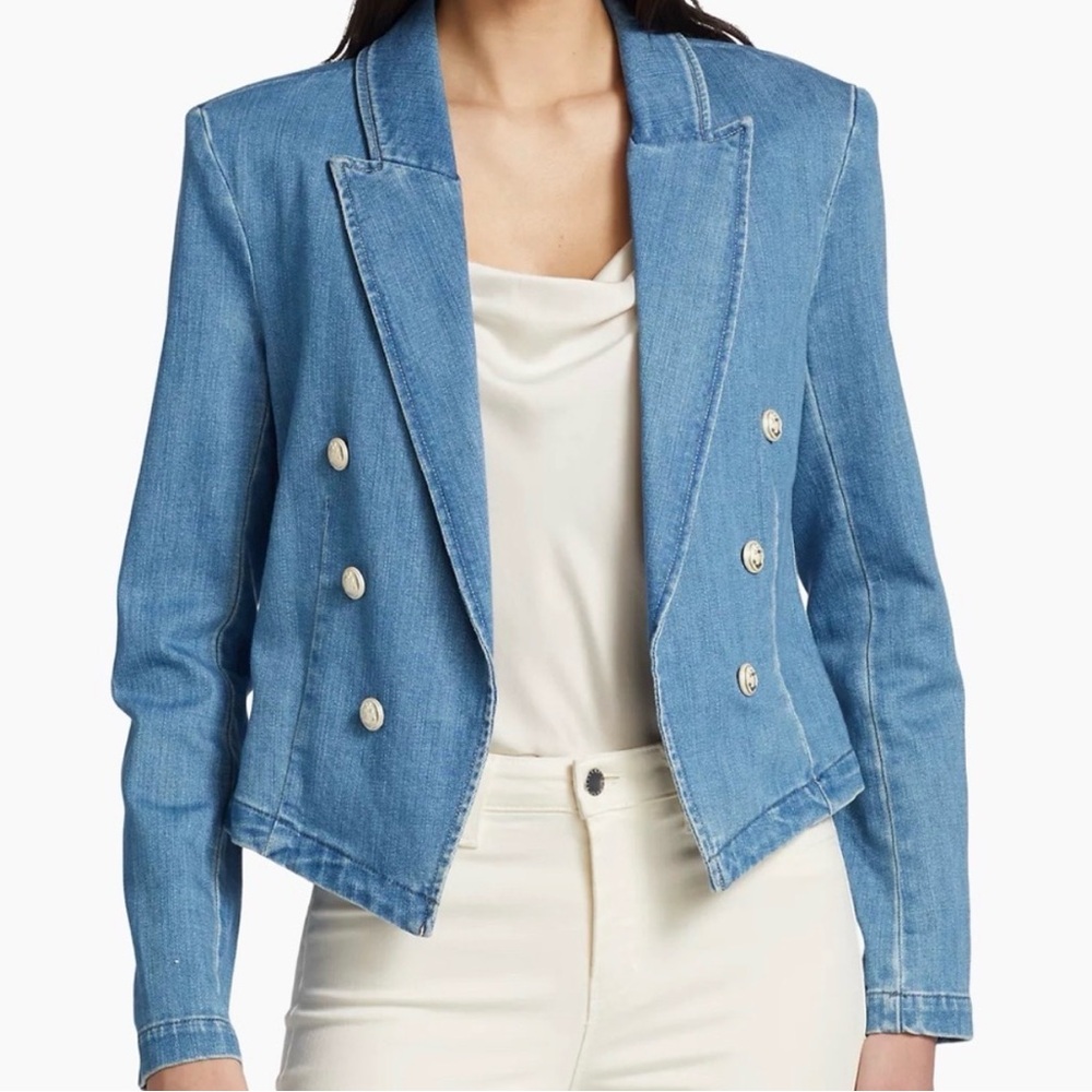 L'AGENCE Light Blue Denim Blazer XS